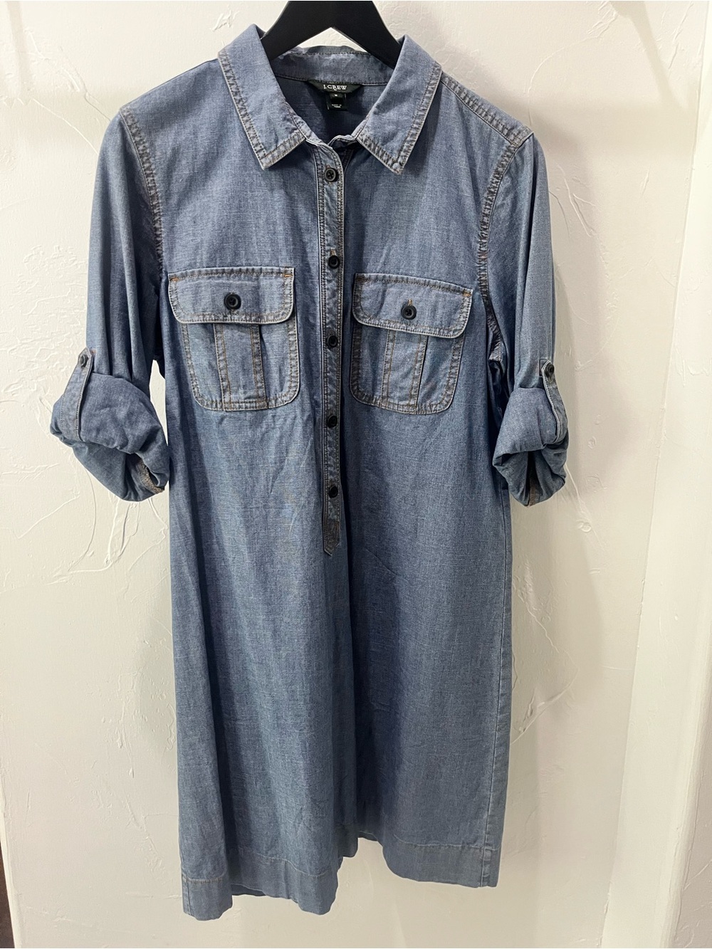J. Crew Denim Chambray Shirt Dress in Light Blue